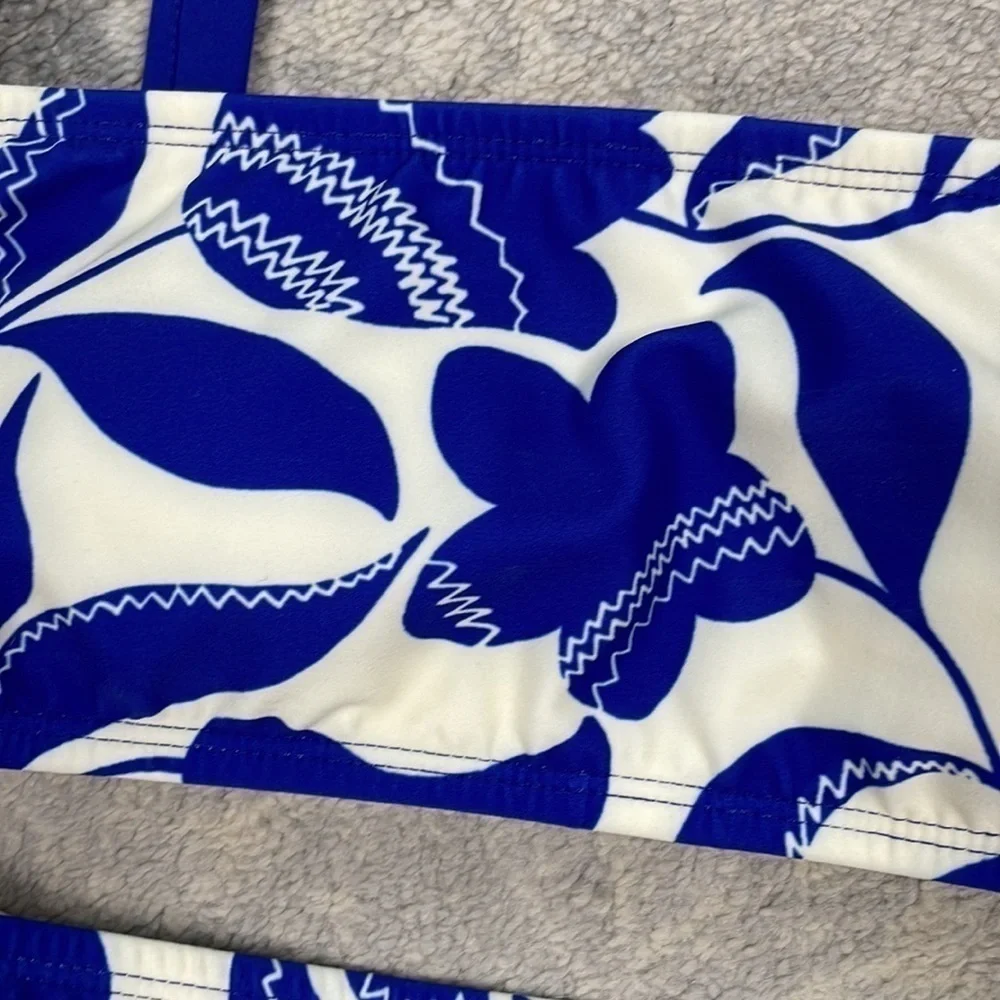 NWT Kate Spade Blue Berry Shoulder Tie Bikini Swimsuit Floral Sz XS